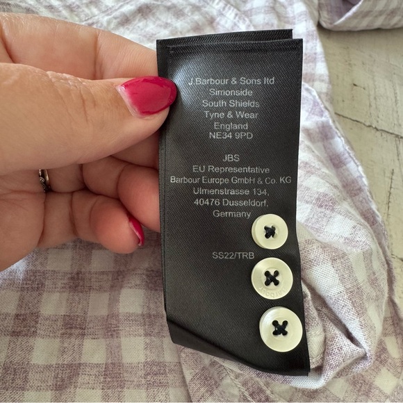 Barbour Tailored Fit size XL Gingham Plaid Check Button Down Long Sleeve Shirt - Picture 8 of 9